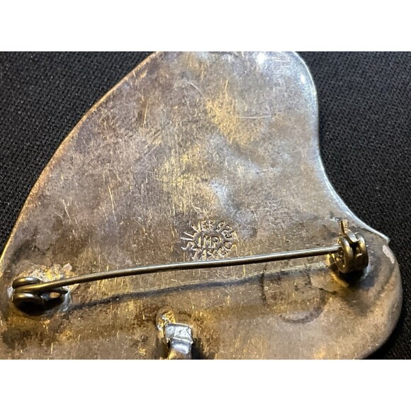 925 Sterling Silver Taxco Abalone Lotus Brooch - Picture 6 of 7